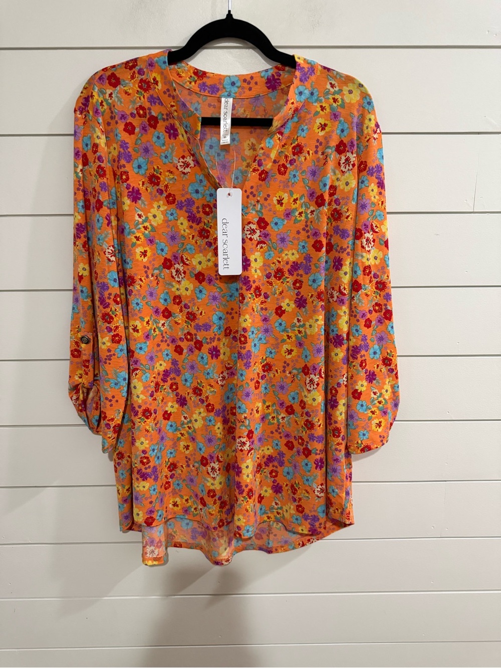 Dear Scarlett Orange Floral Tunic Blouse